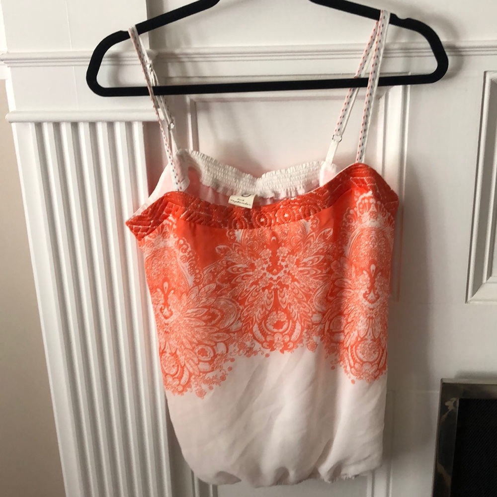 Anthropology tangerine print tank w/ elastic waist